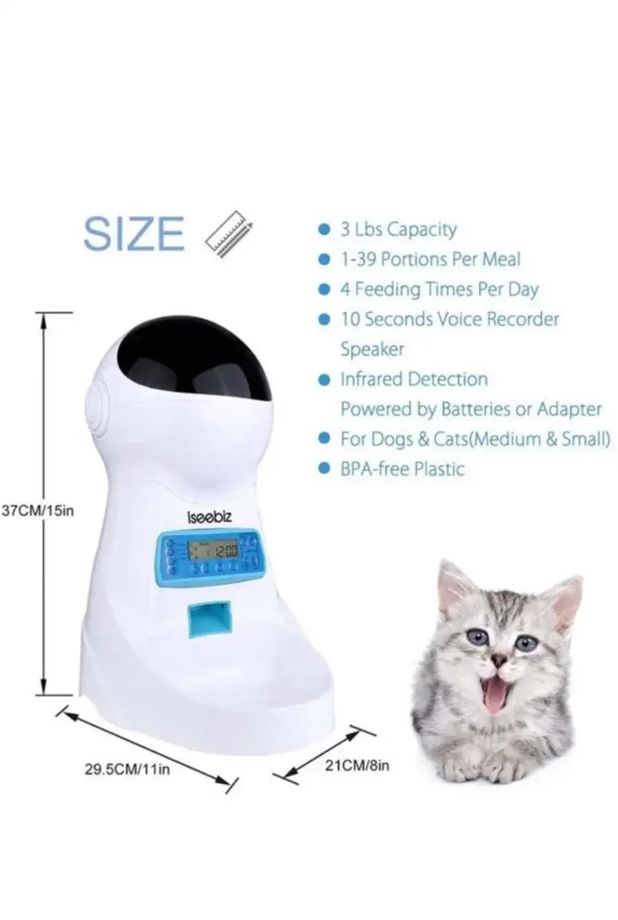 Iseebiz 3L Automatic Pet Feeder with Voice Recorder and Programmable Timer